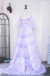 2 Piece Lavender Prom Dress Tulle Off the shoulder with Ruffles Mychicdress